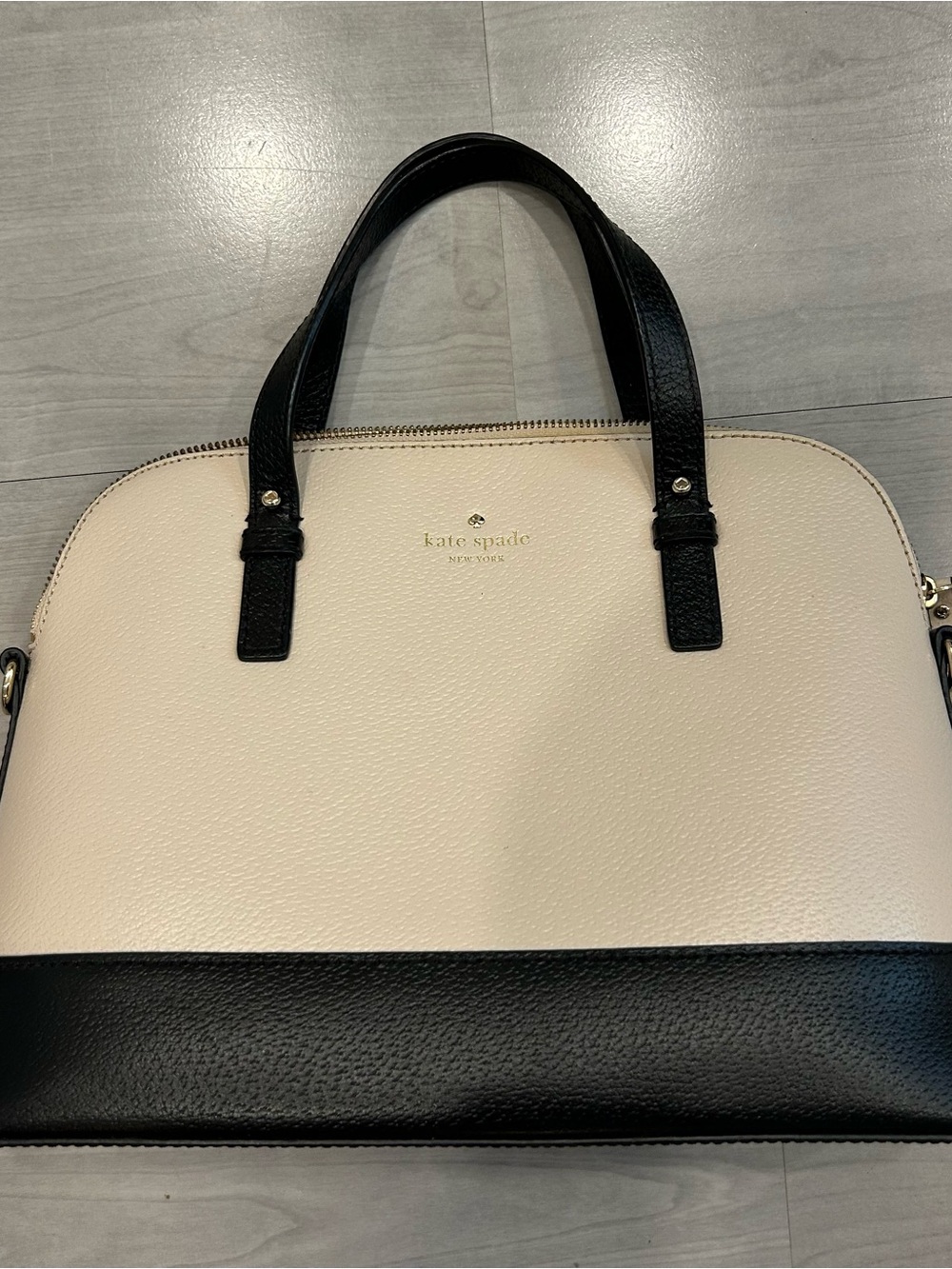 Kate Spade Rachelle Small Satchel Porcelain Black Colorblock Pebble Leather